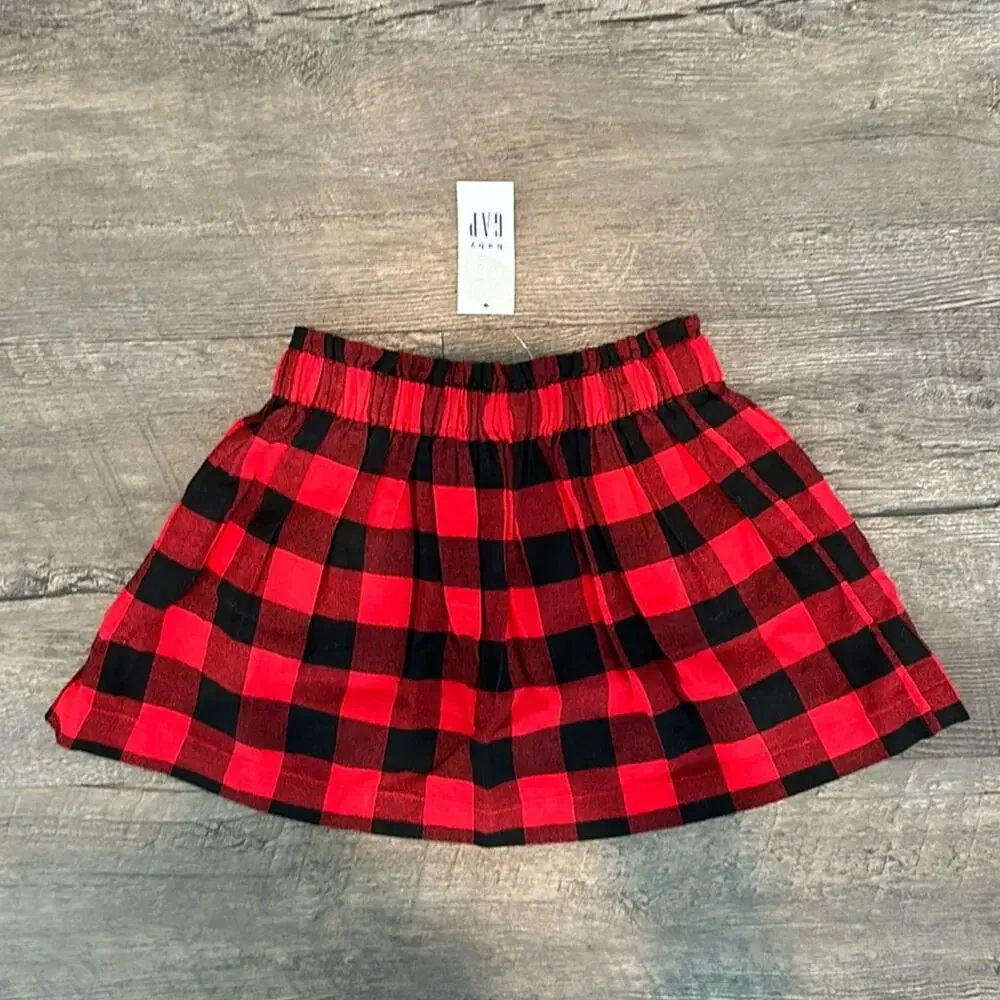 babyGAP 2T Red‎ Holiday Buffalo Plaid Flannel Skirt